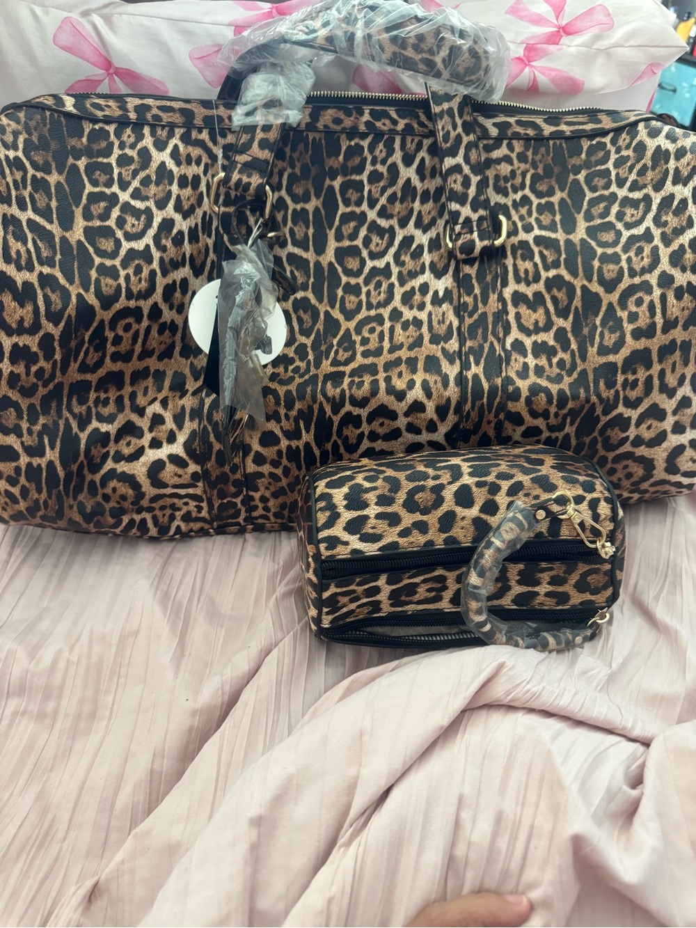Leopard Print Tote with Gold Hardware